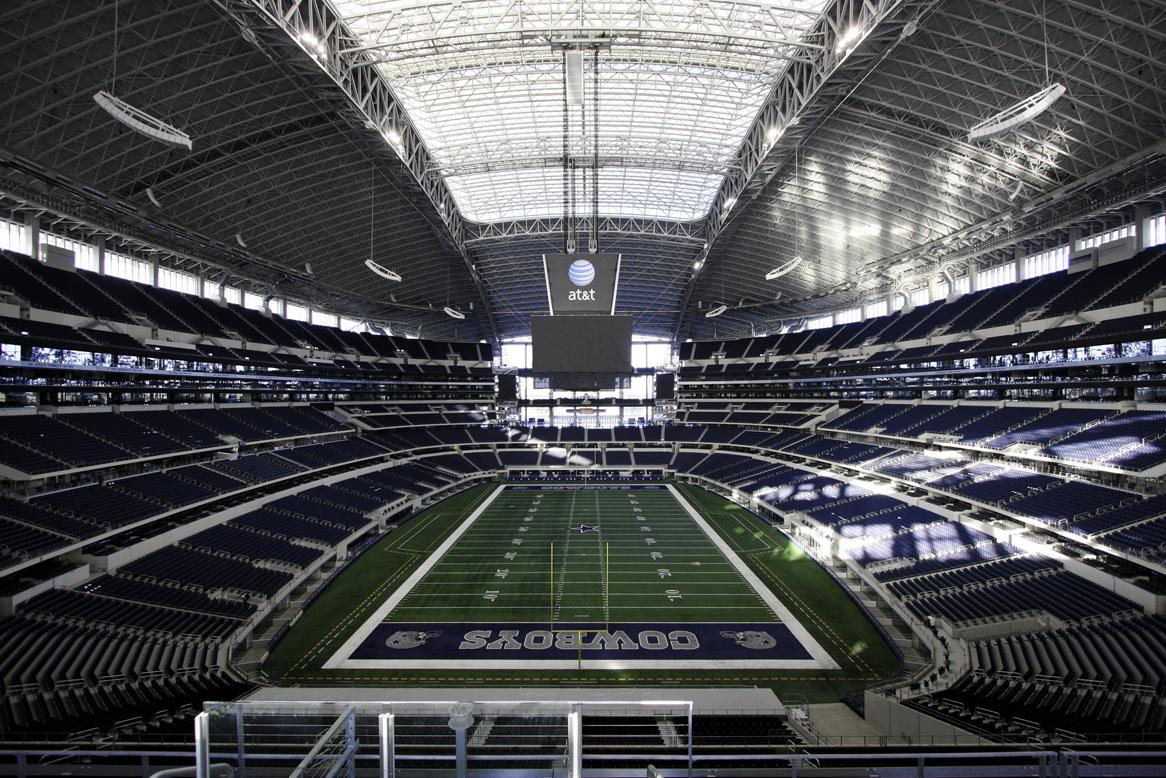 AT&T Stadium interior view with massive video board